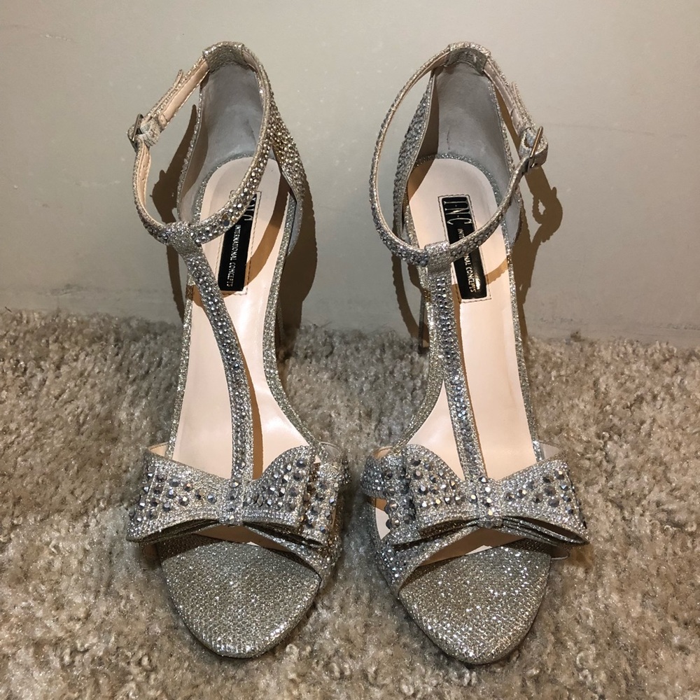 INC Rhinestone Bow Heels